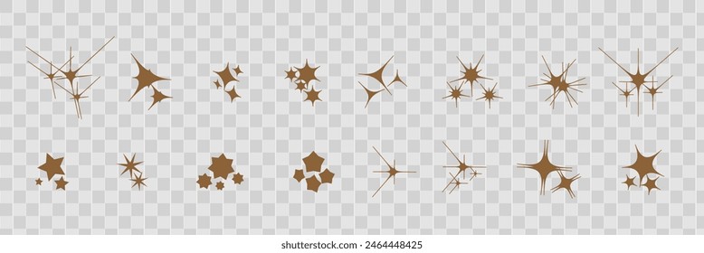 Cool Sparkle Icons Collection. Shine Effect Sign Vector Design. Set of Star Shapes. Magic Symbols. stars icon. eps10.