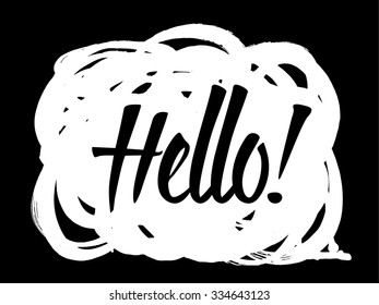 Cool speech bubbles. Cute vector hand drawn icon with hello greeting.