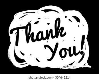 Cool speech bubbles. Cute vector hand drawn icon "Thank You!".