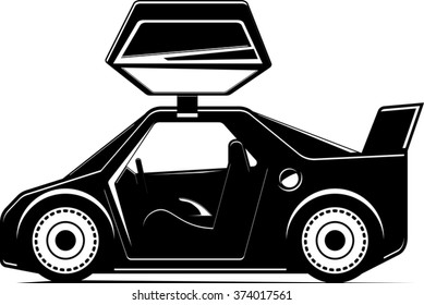 cool sport car with open door invite driving. ready for vinyl cut. simple to edit. vector illustration
