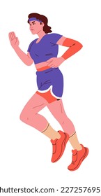 Cool sporty confident woman running pose, positive attitude, trendy sport fashion,vector illustration