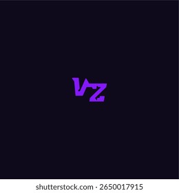 design legal e desportivo VZ com estilo monograma arrojado letra techno logotipo esporte