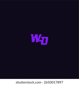 design legal e desportivo WO com estilo monograma arrojado letra techno logotipo esporte