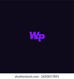 design legal e esportivo WP com logotipo de esporte techno de letra estilo monograma arrojado