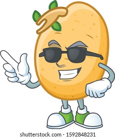 Cool and cool sprouted potato tuber character wearing black glasses