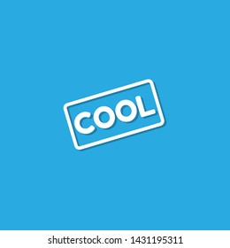 COOL stamp with shadow.blue background.white text