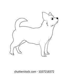 Cool Standing Dog Looked from Right Side Outline for Children Coloring Book Vector Illustration.