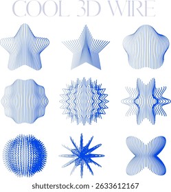 cooler Stern 3D blaue Draht Design für Vorlagen.