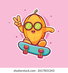 cool star fruit character mascot playing skateboard isolated cartoon