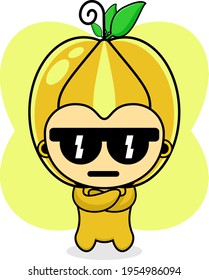 Cool star fruit mascot character cartoon illustration