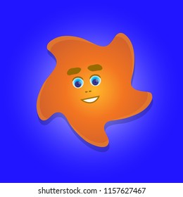 Cool star with open eyes and smile.  Vector illustration