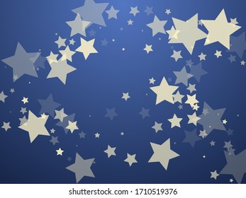 Cool stars scatter on blue vector background illustration. Star dust design.