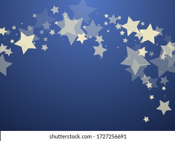 Cool stars scatter on blue vector background illustration. Star dust design.