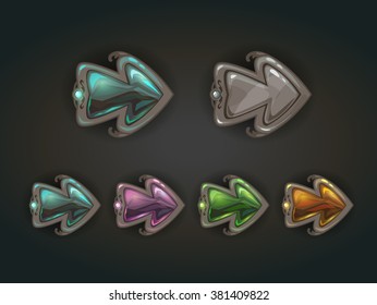 Cool stone arrows with crystal middles, old medieval war style cursors, gui concept