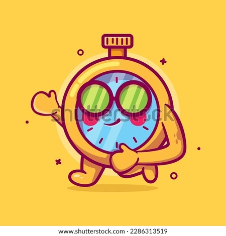 cool stopwatch character mascot running isolated cartoon in flat style design