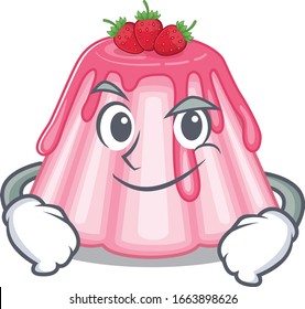 Cool strawberry jelly mascot character with Smirking face