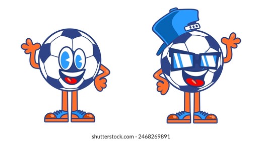 Cool Street Art Graffiti Style Football Or Soccer Cartoon Mascot Characters Illustration