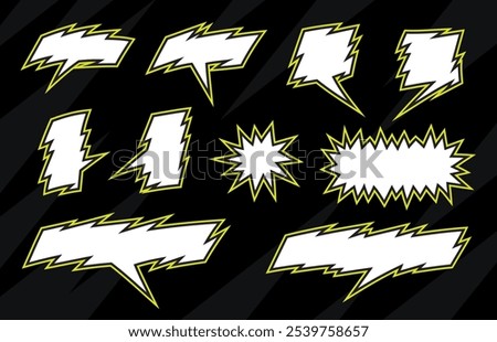 cool street art style aggressive jagged speech bubble graphic vector set