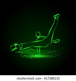 Cool street dancer. Break dance vector neon illustration. svg