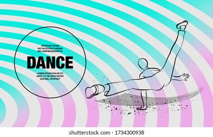 Cool street dancer. Vector outline of Break dance sport illustration.