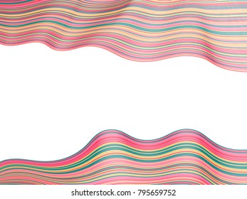 Cool stripes texture, wavy ribbons horizontal vector image.  Curved lines pattern, colorful minimalist background.  Banner, billboard or card backdrop graphic design.