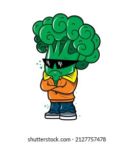 Cool Stylish Broccoli Character Design 