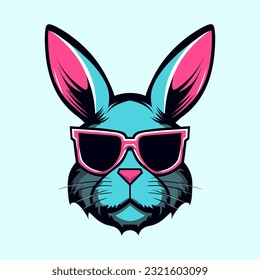 Un conejo fresco y elegante con gafas de sol ilustraciones de clip vectorial, exuberante un sentido de confianza y tendencia, perfecto para diseños de moda hacia adelante y marca de cadera