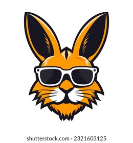 A cool and stylish rabbit wearing sunglasses vector clip art illustration, exuding a sense of confidence and trendiness, perfect for fashion-forward designs and hip branding