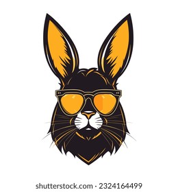 A cool and stylish rabbit wearing sunglasses vector clip art illustration, exuding a sense of confidence and trendiness, perfect for fashion-forward designs and hip branding