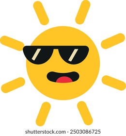 Cool stylized sun with sunglasses and a playful tongue sticking out.