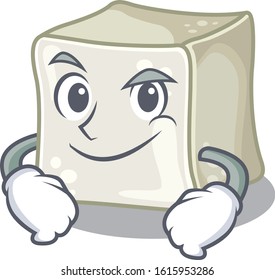 Cool sugar cube mascot character with Smirking face