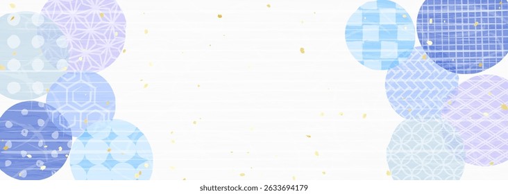 A cool summer background illustration combining various Japanese patterns with circles