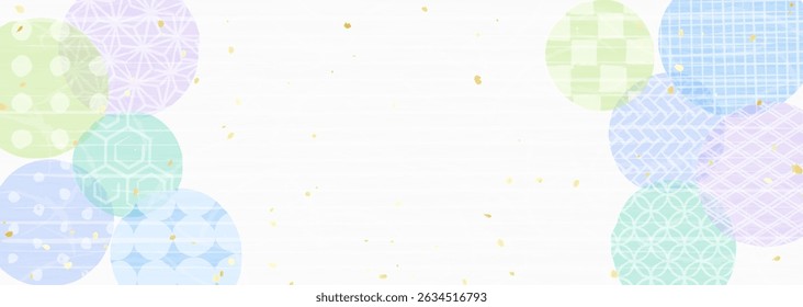 A cool summer background illustration combining various Japanese patterns with circles and swirls