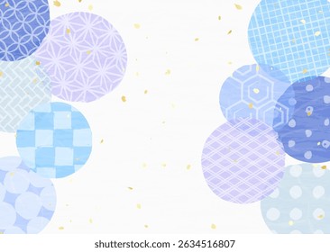 A cool summer background illustration combining various Japanese patterns with circles and swirls