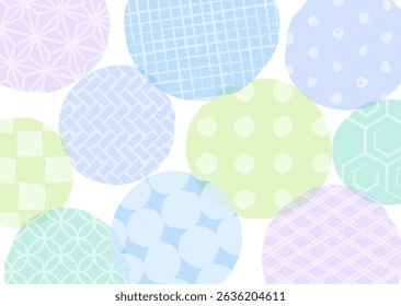 A cool summer background illustration combining various Japanese patterns with circles
