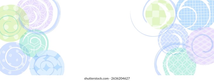 A cool summer background illustration combining various Japanese patterns with circles and swirls