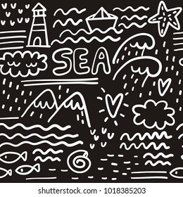 Cool summer doodle sea life