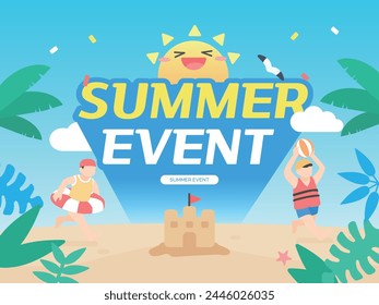 Coole Sommer Event Illustration Vorlage 