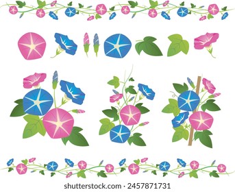 Cool summer Japanese style image material of goldfish and flowers