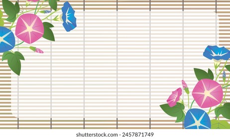 Cool summer Japanese style image material of goldfish and flowers