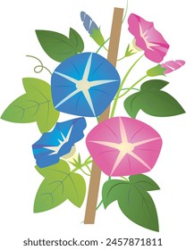 Cool summer Japanese style image material of goldfish and flowers