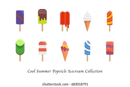 Cool summer popsicle ice cream sweet colorful dessert collection