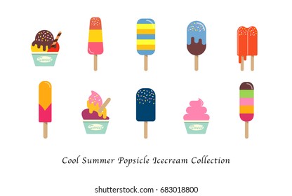 Cool summer popsicle ice cream sweet colorful dessert collection