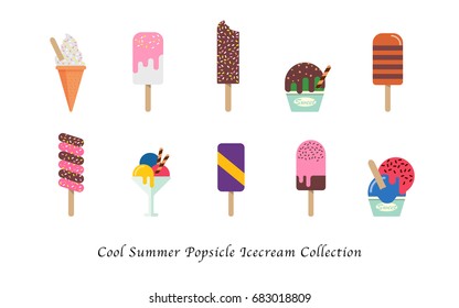 Cool summer popsicle ice cream sweet colorful dessert collection