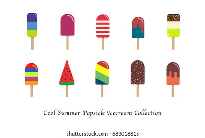 Cool summer popsicle ice cream sweet colorful dessert collection
