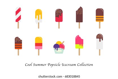 Cool summer popsicle ice cream sweet colorful dessert collection