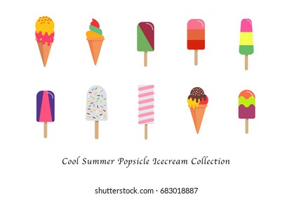Cool summer popsicle ice cream sweet colorful dessert collection