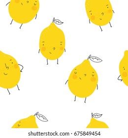 Cool summer print with cartoon lemon.