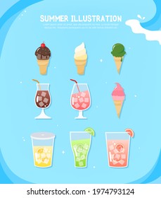 Cool Summer Related Object Illustration 
