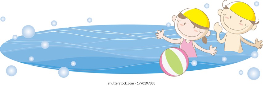 Cool summer sea frame - Children playing with a ball